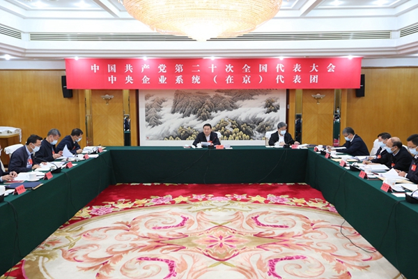中央企業(yè)系統(tǒng)（在京）代表團(tuán)認(rèn)真討論中央紀(jì)委工作報(bào)告、黨章修正案